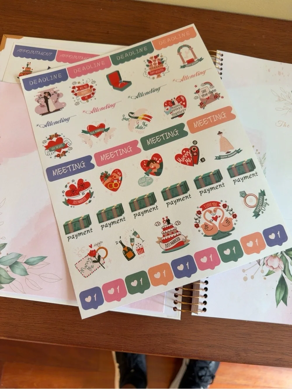 Wedding Planner Organizer Book Spiral Bound Floral Planner w/ Stickers New